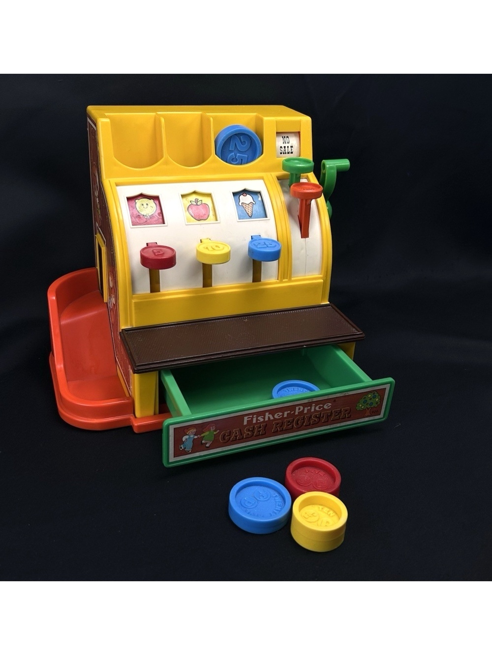 Vintage 1974 Fisher Price Cash Register 5 Coins Toy #926